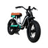 A compact and functional teal Presidio 1 e-bike.